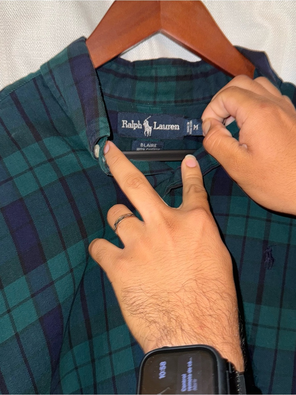 Ralph Lauren Blaire Flannel Reworked Savage Panther Patch Plaid M - Picture 3 of 5